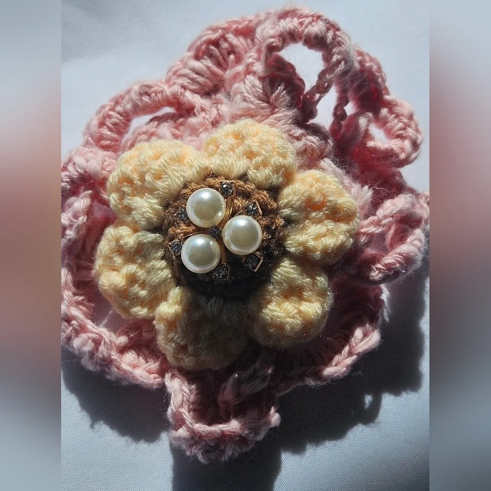 Hand Crafted Hair Pink Crochet 4